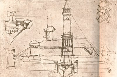 Architektur für Burgen, ca. 1472-1519, 1883 von Leonardo da Vinci