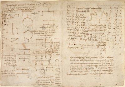 Notizen und Diagramme zur Mechanik aus dem 
