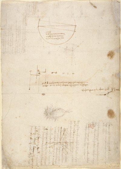 Notizen und Diagramme zur Mechanik aus dem 