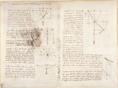 Notizen und Diagramme zur Mechanik von Leonardo da Vinci