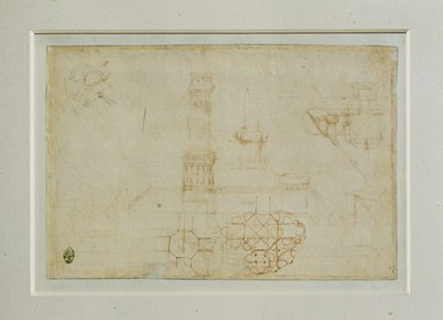 Zwei Studien eines zentralen Bauplans von Leonardo da Vinci