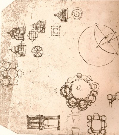 Zeichnung der kirchlichen Architektur, ca. 1472-1519 von Leonardo da Vinci