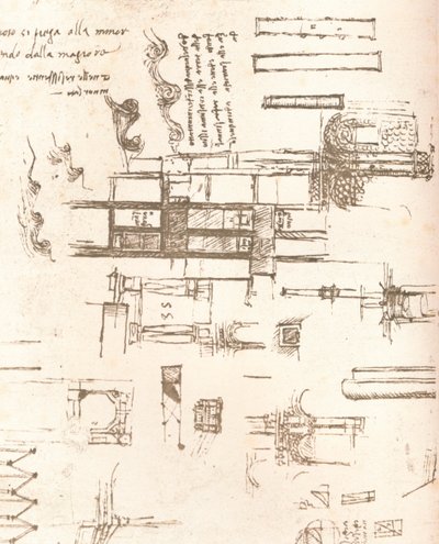 Zeichnung von Projekten für Burgen und Villen, ca. 1472-1519 von Leonardo da Vinci