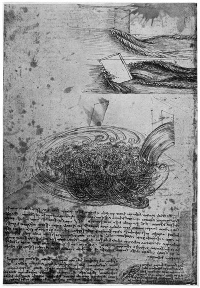 Strömung von Wirbeln in einem Wasserfall, 1509-1511, 1954 von Leonardo da Vinci