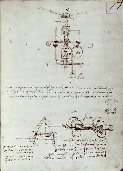 Zeichnung einer Flugmaschine. Manuskript von Leonardo da Vinci von Leonardo da Vinci
