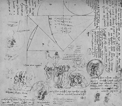 Geometrische Figuren und Entwürfe für allegorische Darstellungen von Leonardo da Vinci
