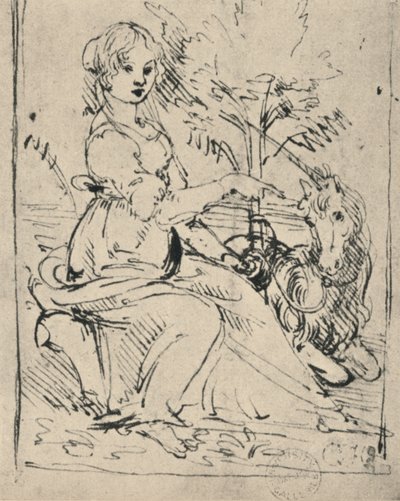 Mädchen mit einem Einhorn von Leonardo da Vinci