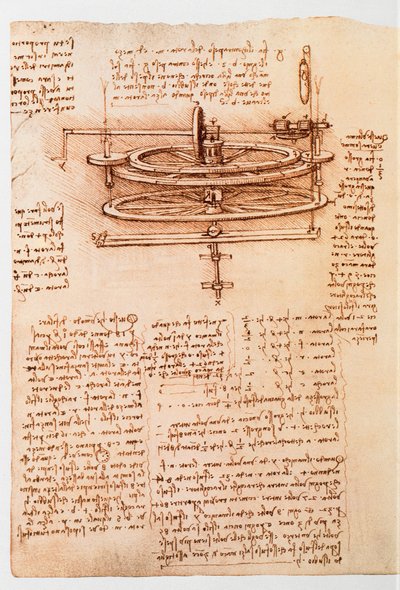 Ms 8937 fol.142r Studie für ein Wasserrad, 