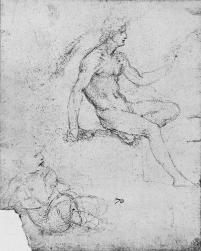 Sitzender Akt mit Kind mit Lamm von Leonardo da Vinci