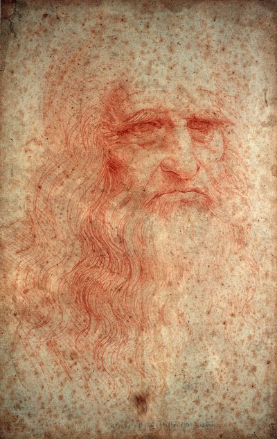 Selbstporträt von Leonardo da Vinci, italienischer Maler, Bildhauer, Ingenieur und Architekt, um 1513 von Leonardo da Vinci