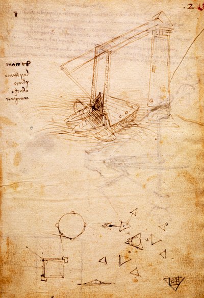 Schiff, aus dem Codex Trivulzianus, Folio 2 recto von Leonardo da Vinci