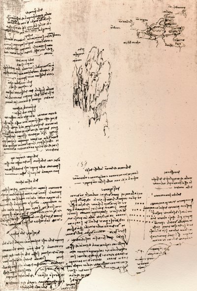 Skizze eines Gipfels in Armenien und eine Skizzenkarte von Armenien, ca. 1472-1519, 1883 von Leonardo da Vinci
