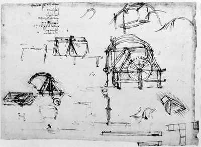 Skizze eines Perpetuum Mobile, entworfen von Leonardo da Vinci, ca. 1472-1519 von Leonardo da Vinci