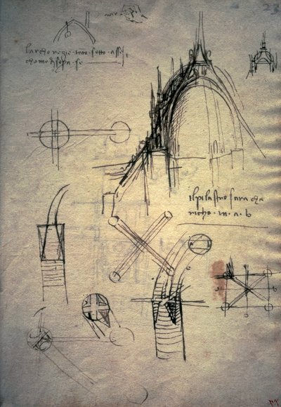 Studien für die Laterne der Kathedrale, Codex Trivulzianus von Leonardo da Vinci