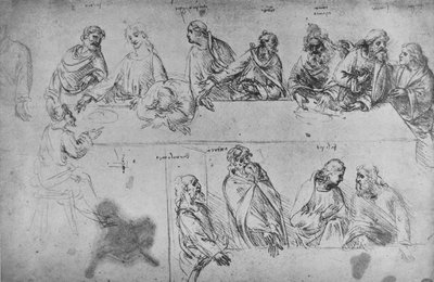 Studien für das letzte Abendmahl, ca. 1480 1945 von Leonardo da Vinci