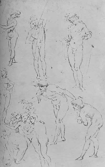 Studien von Figuren und einer Gruppe von Figuren von Leonardo da Vinci