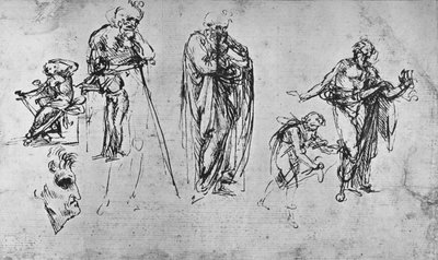 Studien einzelner Figuren und eines Profils, ca. 1480 (Detail) von Leonardo da Vinci