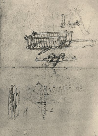 Studien eines Wagens usw. von Leonardo da Vinci