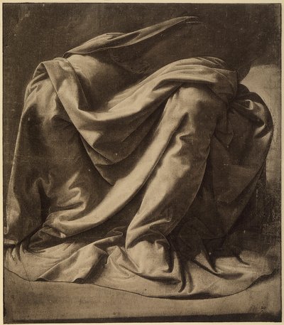 Studie für den Mantel der Jungfrau in der Verkündigung, heute in den Uffizien; Aquarell und Schwarz erhöht mit Weiß auf sehr feiner Leinwand, von Leonardo da Vinci. Der Louvre, Paris von Leonardo da Vinci