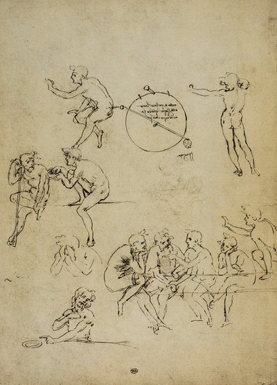 Studie menschlicher Figuren in verschiedenen Positionen von Leonardo da Vinci