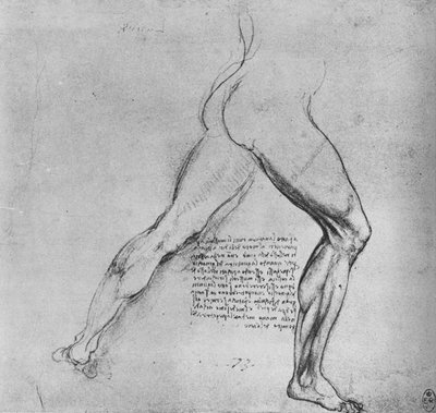 Studie der Beine eines Mannes, der nach rechts ausfällt, ca. 1480 1945 von Leonardo da Vinci