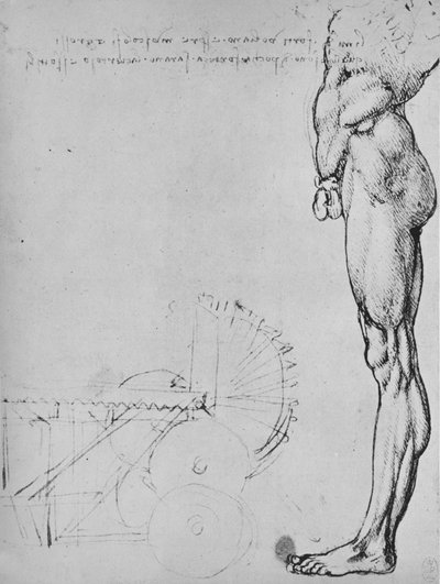 Studie der unteren Hälfte eines Mannes und von Maschinen, ca. 1480 1945 von Leonardo da Vinci