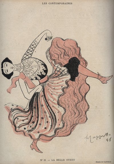 Porträt von Caroline (La Belle) Otero (1868-1965), spanische Tänzerin und Kurtisane - Zeichnung von Leonetto Cappiello (1875-1942) in „Le Rire“ von 1898 von Leonetto Cappiello