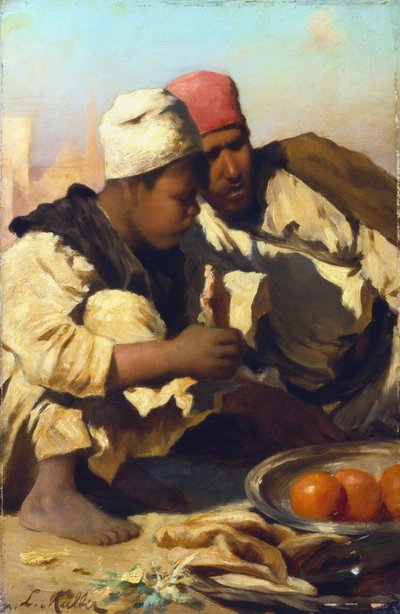 Araber, die auf einem Markt in Kairo sitzen, ca. 1854-1892 von Leopold Carl Muller