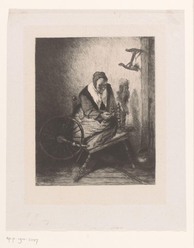 Frau am Spinnrad von Leopold Flameng