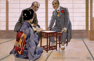 Postkarte erstellt für die Premiere von "Madame Butterfly", in Brescia von Leopoldo Metlicovitz