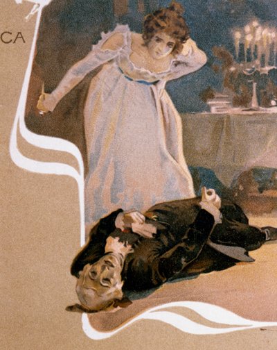 Postkarte illustriert von Leopoldo Metlicovitz, Szenen aus Tosca, Oper von Giacomo Puccini von Leopoldo Metlicovitz