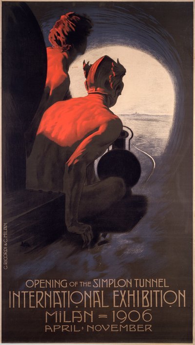 Plakat zur Mailänder Internationalen Ausstellung, einer Weltausstellung zur Eröffnung des Simplontunnels von Leopoldo Metlicovitz