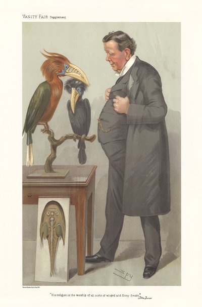 Professor Ray Lankester - Porträt stehend und Vögel betrachtend von Leslie Matthew (1851 1922) Ward