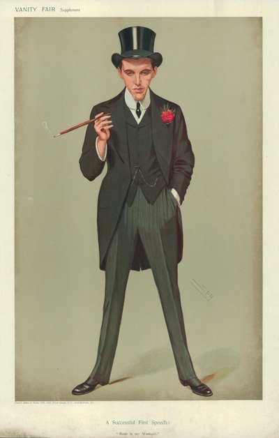 Mr. F. E. Smith, eine erfolgreiche erste Rede, Moab ist mein Waschbecken, 16. Januar 1907, Vanity Fair Karikatur von Leslie Matthew Ward