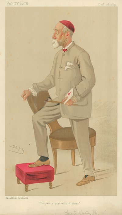 Mr. George Frederick Watts, Er malt Porträts und Ideen, 26. Dezember 1891, Vanity Fair Karikatur von Leslie Matthew Ward