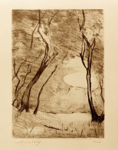 Bäume am Ufer des Grunewaldsees von Lesser Ury