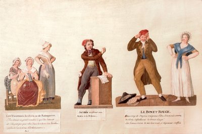 Die Jakobinerstricker, ein Jakobiner und die rote Mütze (Gouache auf Papier) von Lesueur Brothers