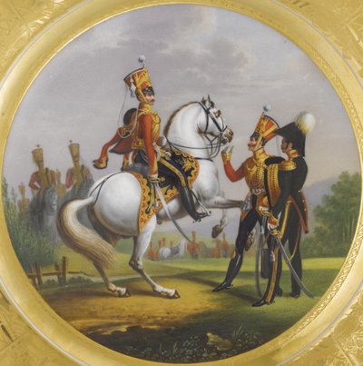 Hauptoffizier und Unteroffizier des Husarenregiments der Leibgarde, 1829 von Lev Alexandrovich Belousov
