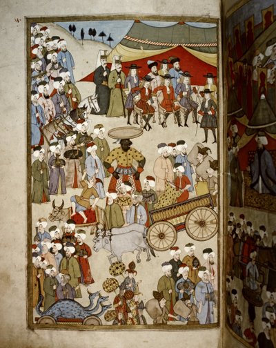 OSMANISCHES REICH: Der Basar in Istanbul, ca. 1720 (Miniatur) von Levni Levni