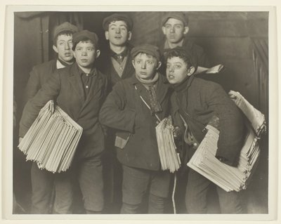 Zeitungsjungen, Brooklyn Bridge von Lewis Wickes Hine