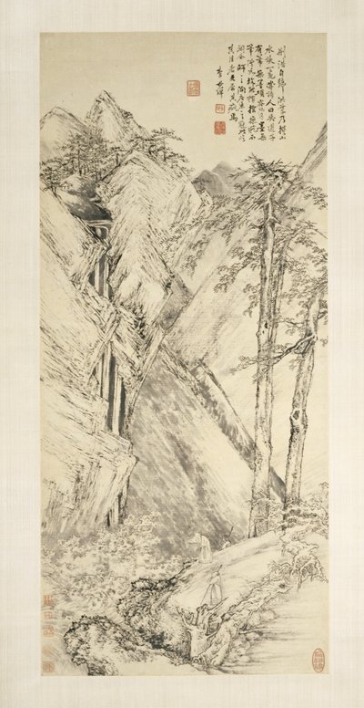 Landschaft nach Jing Hao und Guan Tong, ca. 1690-1770 von Li Shizhuo