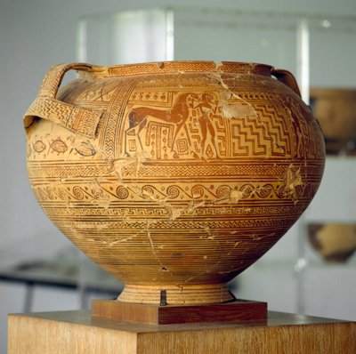 Argivischer Krater mit geometrischen Dekorationen, Durchmesser 50 cm, griechische Zivilisation, 8. Jahrhundert v. Chr. von Unbekannt Unbekannt