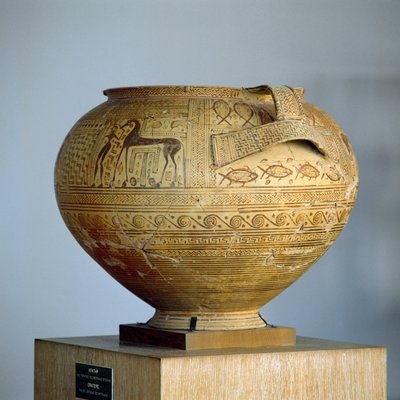 Argivischer Krater mit geometrischen Dekorationen, Durchmesser 50 cm, griechische Zivilisation, 8. Jahrhundert v. Chr. von Unbekannt Unbekannt