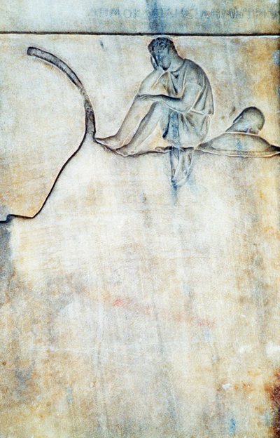 Grabstele des Demokleides, Griechenland, griechische Zivilisation, zweite Hälfte des 4. Jahrhunderts v. Chr., Detail von Unbekannt Unbekannt