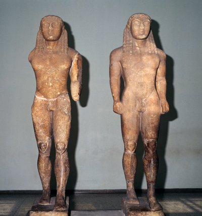 Marmorstatue der Brüder Kleobis und Biton, griechische Zivilisation, 6. Jahrhundert v. Chr. von Unbekannt Unbekannt