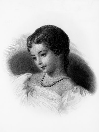 Porträt von Augusta Ada Byron, Gräfin von Lovelace (1815-1852), englische Mathematikerin und Schriftstellerin, sie gilt als erste Programmiererin, Gravur von Unbekannt Unbekannt