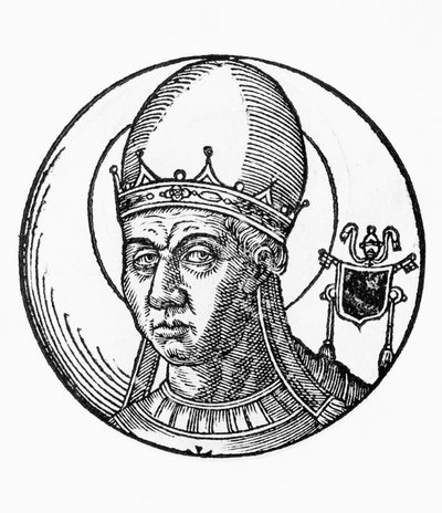 Porträt von Papst Zosimus (gestorben 418), 41. Papst der katholischen Kirche ab 417, Gravur von Unbekannt Unbekannt