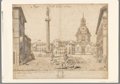 Ansicht von Rom mit der Trajanssäule und der S. Maria di Loreto von Lievin Cruyl