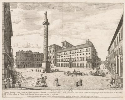 Piazza Colonna aus Prospectus Locurum Urbis Romae Insign[ium], 1666 von Lievin Cruyl