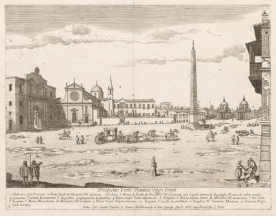 Piazza del Popolo aus "Prospectus Locurum Urbis Romae Insign[ium]" von Lievin Cruyl